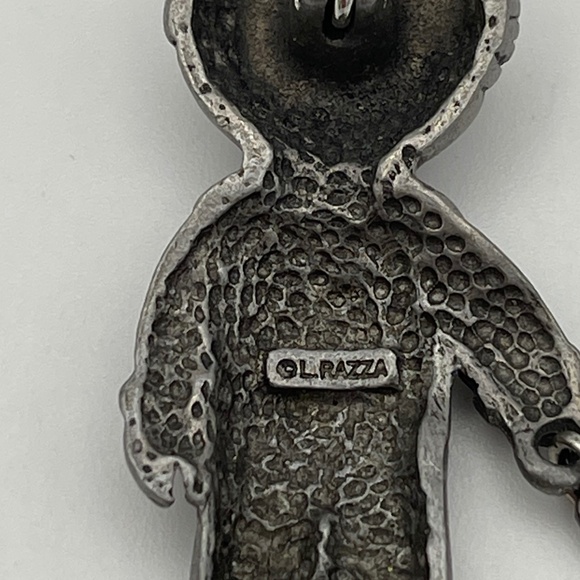 Vintage L. Razza Silver-tone Pewter Small Boy With Toy Boat Charm Pin Brooch - Picture 6 of 8